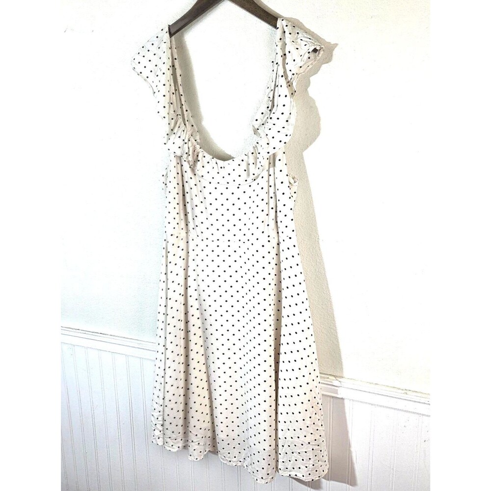 Old Navy Womens XL Polka Dot Babydoll Dress White Black Ruffle Summer Midi